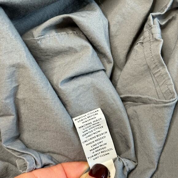 EXPRESS Gray Fitted Stretch Long Sleeve Button Front Dress Shirt Men’s - Picture 5 of 7